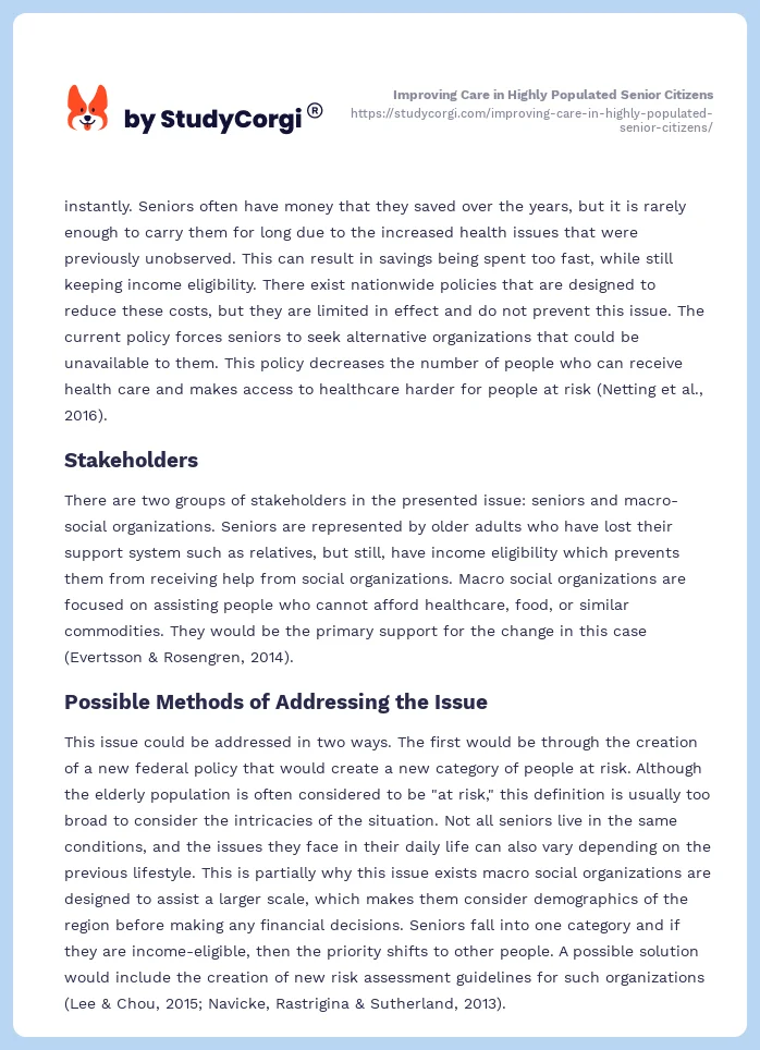 Improving Care in Highly Populated Senior Citizens. Page 2