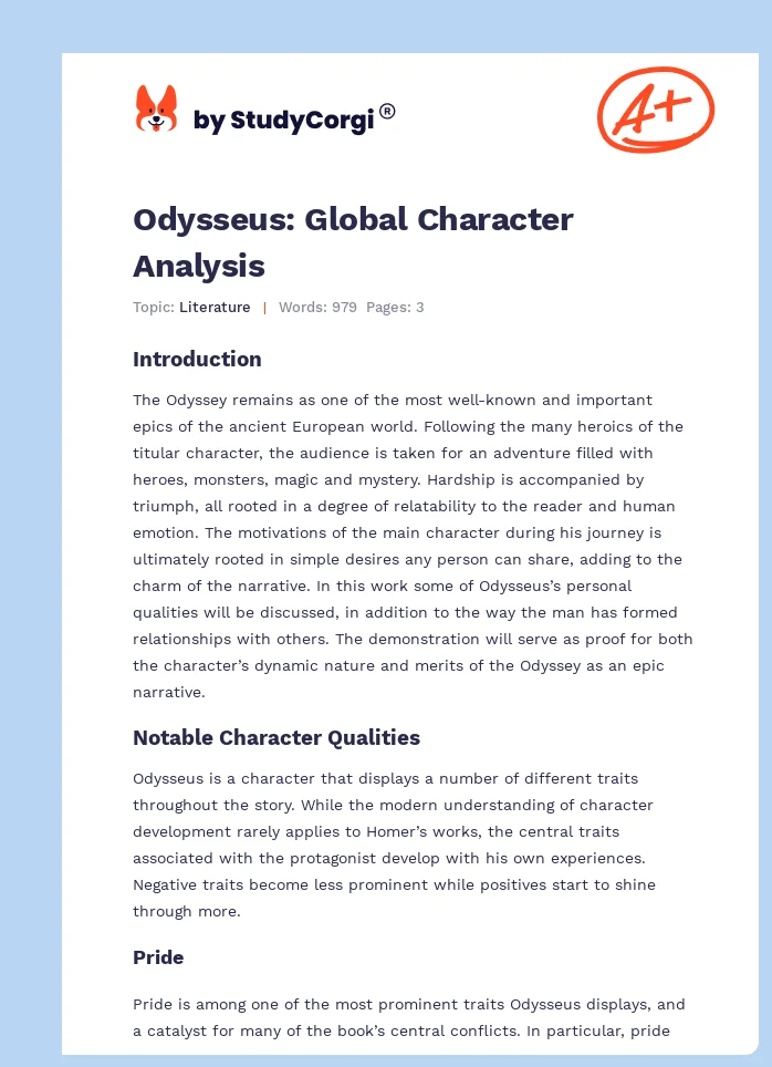 Odysseus: Global Character Analysis. Page 1