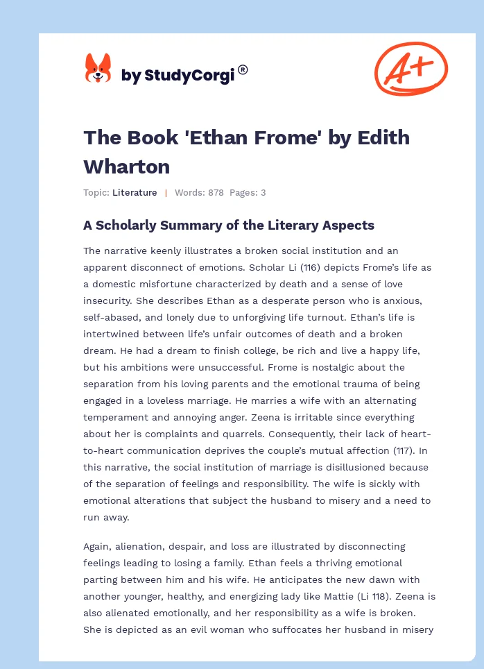 The Book 'Ethan Frome' by Edith Wharton. Page 1