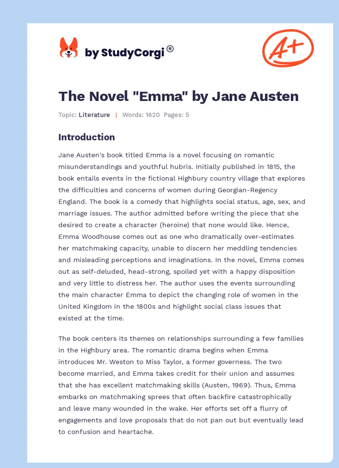 The Novel "Emma" by Jane Austen. Page 1