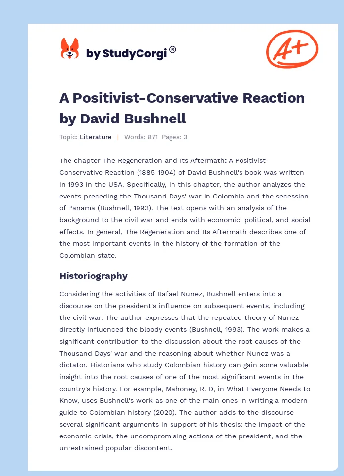 A Positivist-Conservative Reaction by David Bushnell. Page 1