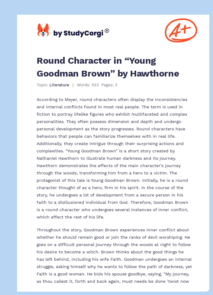 Round Character in “Young Goodman Brown” by Hawthorne. Page 1