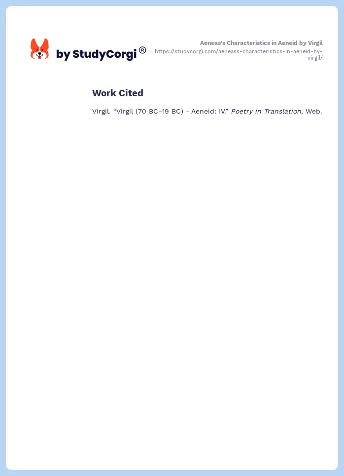 Aeneas’s Characteristics in Aeneid by Virgil. Page 2
