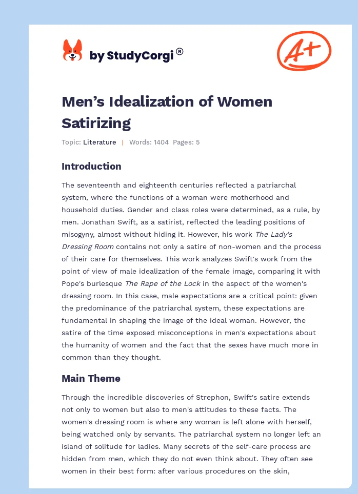 Men’s Idealization of Women Satirizing. Page 1