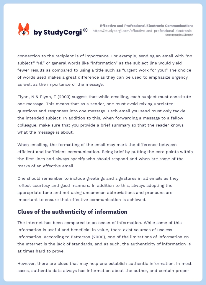 Effective and Professional Electronic Communications. Page 2