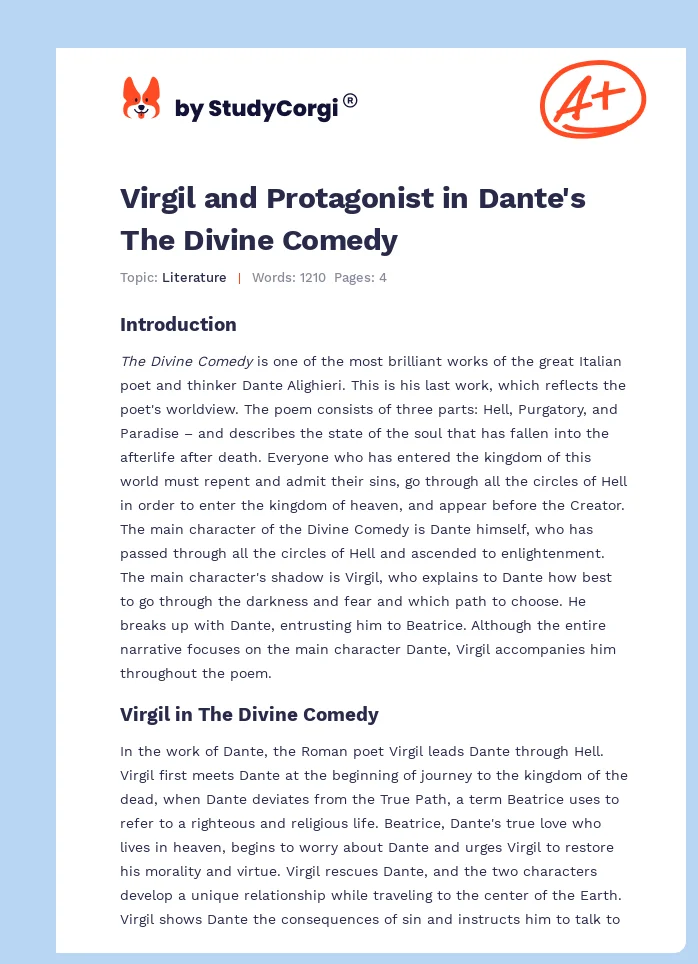 Virgil and Protagonist in Dante's The Divine Comedy. Page 1