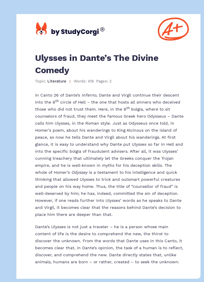 Ulysses in Dante’s The Divine Comedy. Page 1