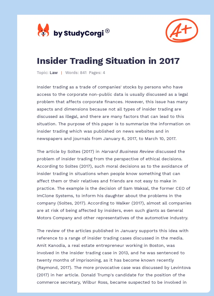 Insider Trading Situation in 2017. Page 1