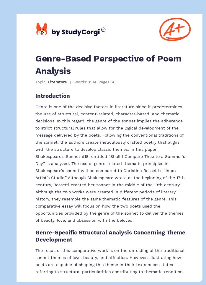 Genre-Based Perspective of Poem Analysis. Page 1