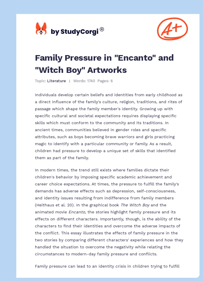 Family Pressure in "Encanto" and "Witch Boy" Artworks. Page 1