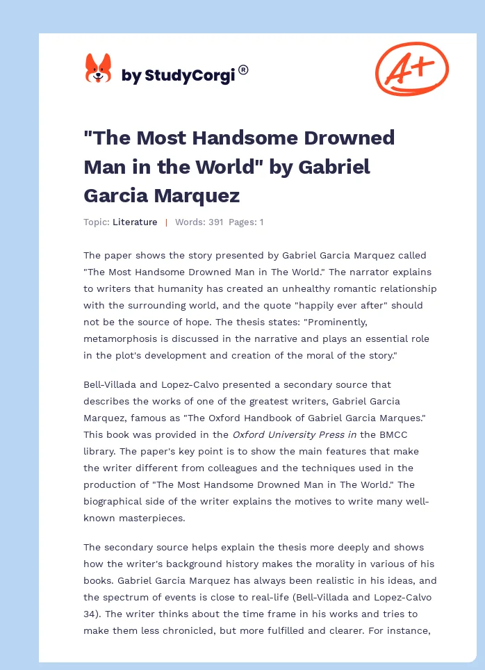 "The Most Handsome Drowned Man in the World" by Gabriel Garcia Marquez. Page 1