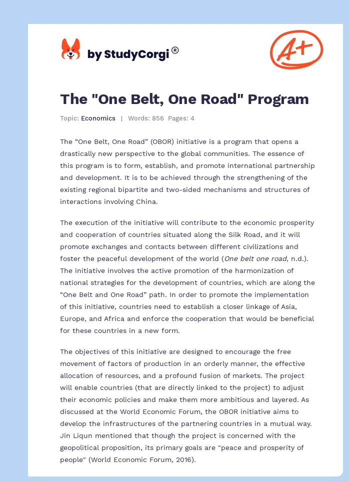 The "One Belt, One Road" Program. Page 1