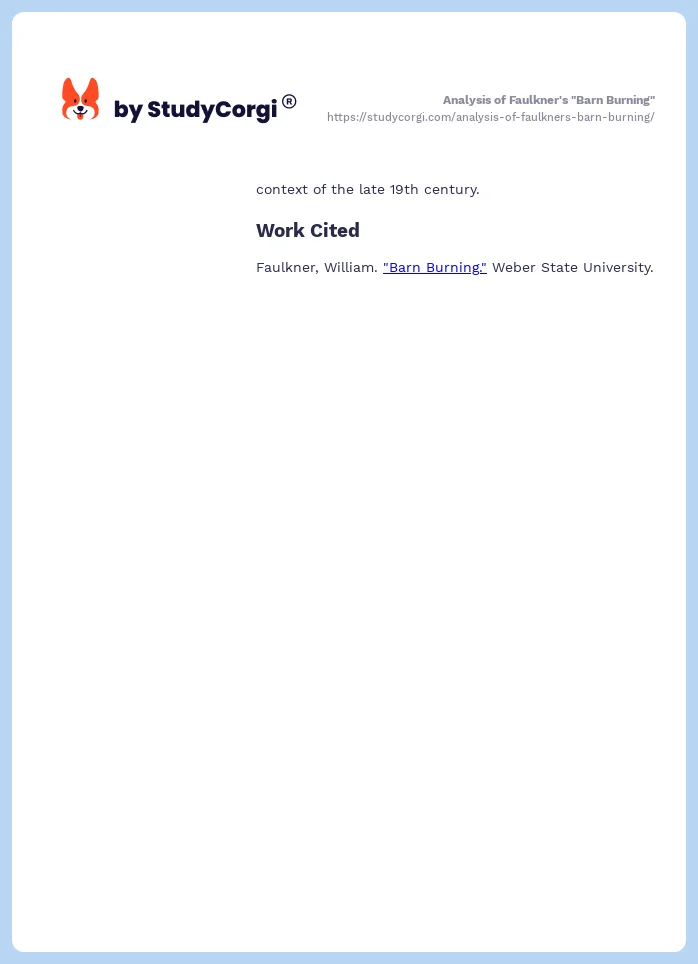 Analysis of Faulkner's "Barn Burning". Page 2