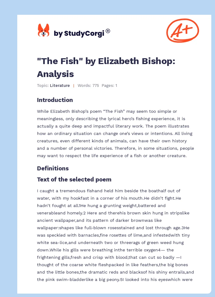 "The Fish" by Elizabeth Bishop: Analysis. Page 1