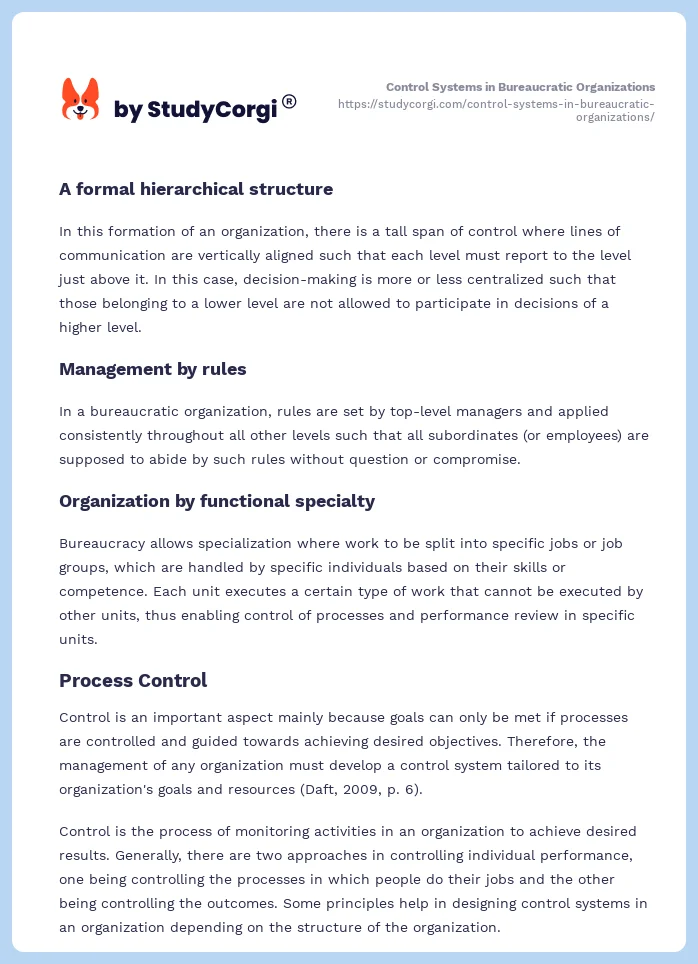 Control Systems in Bureaucratic Organizations. Page 2