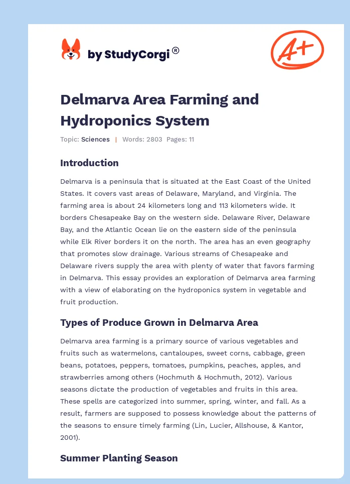 Delmarva Area Farming and Hydroponics System. Page 1