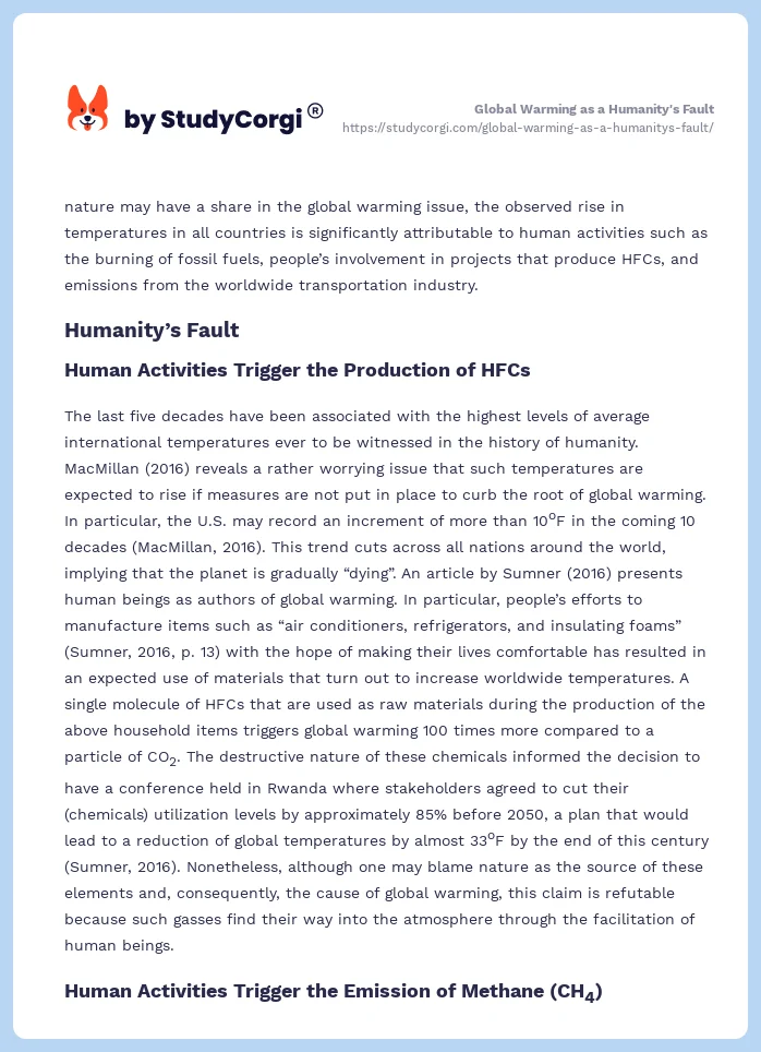 Global Warming as a Humanity's Fault. Page 2