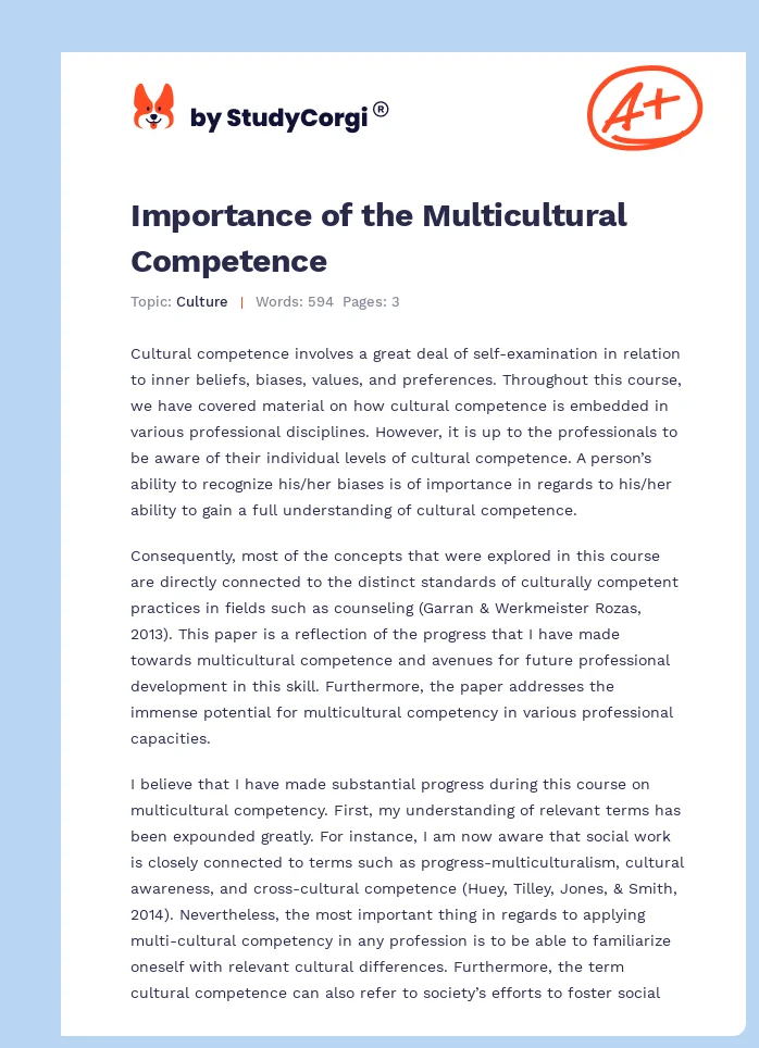Importance of the Multicultural Competence. Page 1