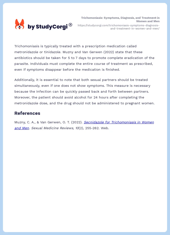 Trichomoniasis: Symptoms, Diagnosis, and Treatment in Women and Men. Page 2