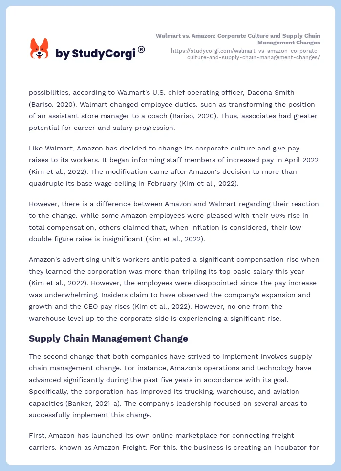 Walmart vs. Amazon: Corporate Culture and Supply Chain Management Changes. Page 2