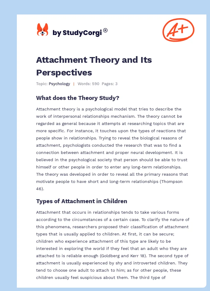 Attachment Theory and Its Perspectives. Page 1