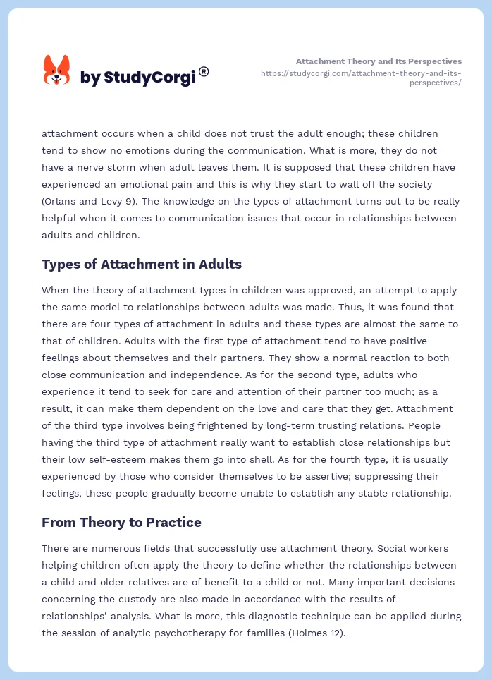 Attachment Theory and Its Perspectives. Page 2