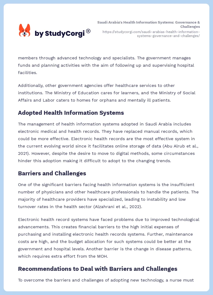 Saudi Arabia's Health Information Systems: Governance & Challenges. Page 2