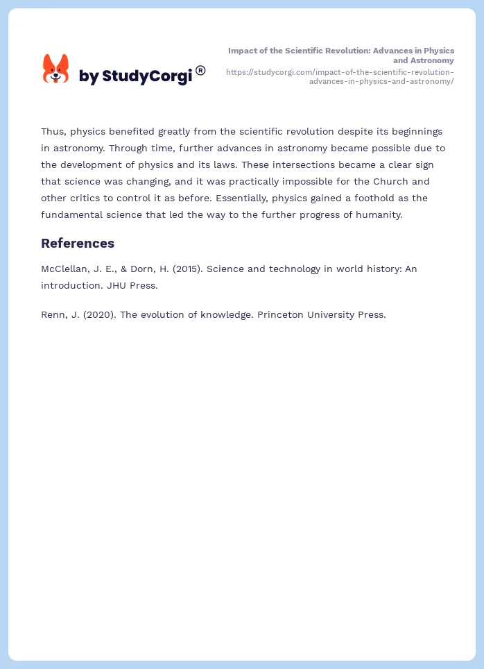 Impact of the Scientific Revolution: Advances in Physics and Astronomy. Page 2