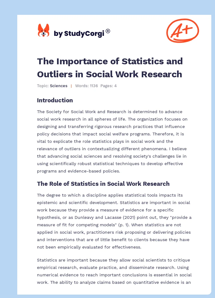 The Importance of Statistics and Outliers in Social Work Research. Page 1