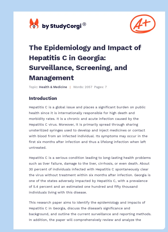 The Epidemiology and Impact of Hepatitis C in Georgia: Surveillance, Screening, and Management. Page 1