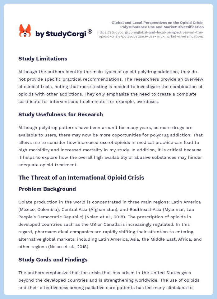 Global and Local Perspectives on the Opioid Crisis: Polysubstance Use and Market Diversification. Page 2