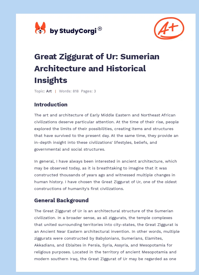 Great Ziggurat of Ur: Sumerian Architecture and Historical Insights. Page 1