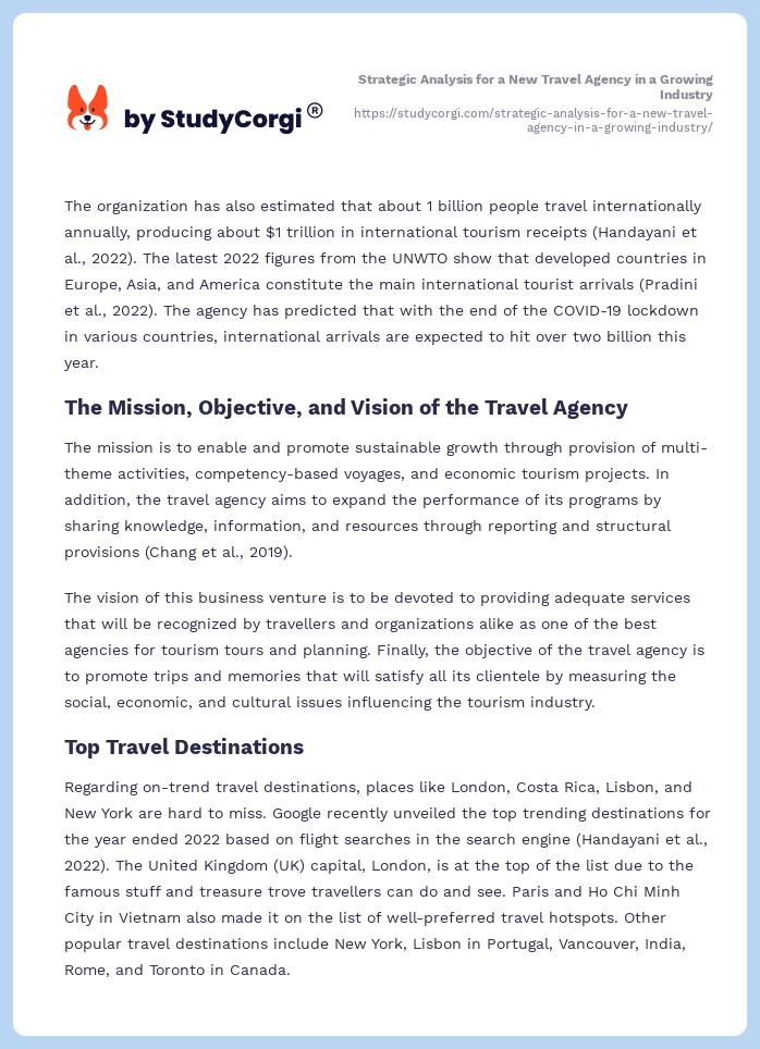 Strategic Analysis for a New Travel Agency in a Growing Industry. Page 2