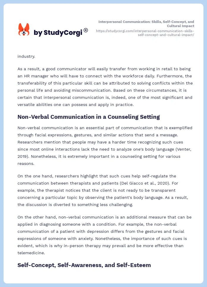 Interpersonal Communication: Skills, Self-Concept, and Cultural Impact. Page 2