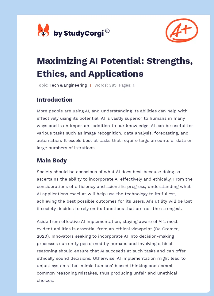 Maximizing AI Potential: Strengths, Ethics, and Applications. Page 1