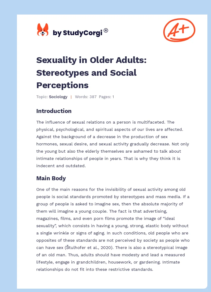 Sexuality in Older Adults: Stereotypes and Social Perceptions. Page 1