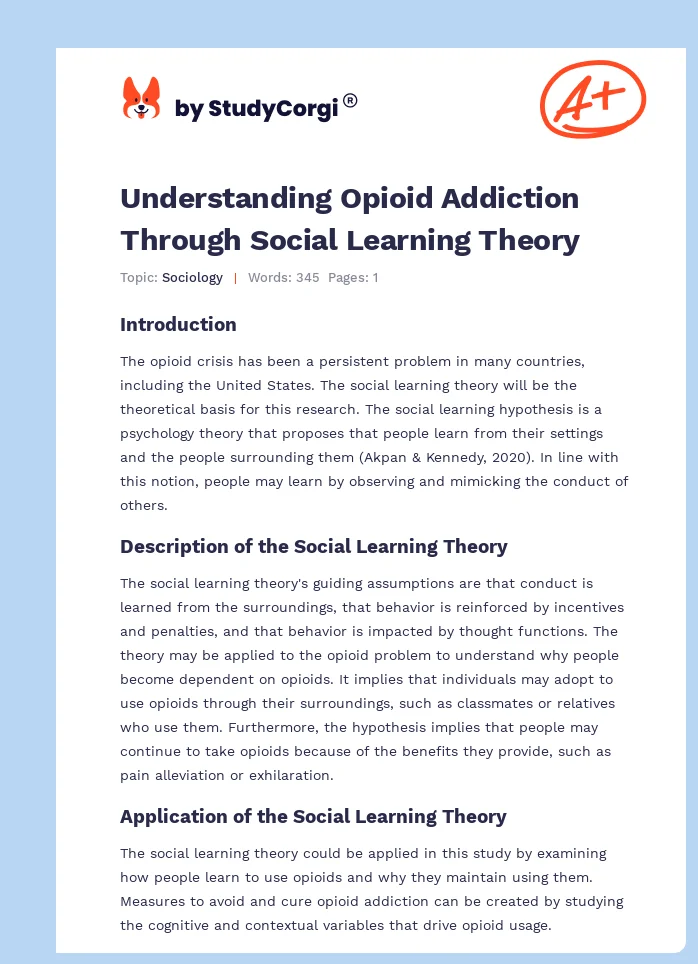 Understanding Opioid Addiction Through Social Learning Theory. Page 1