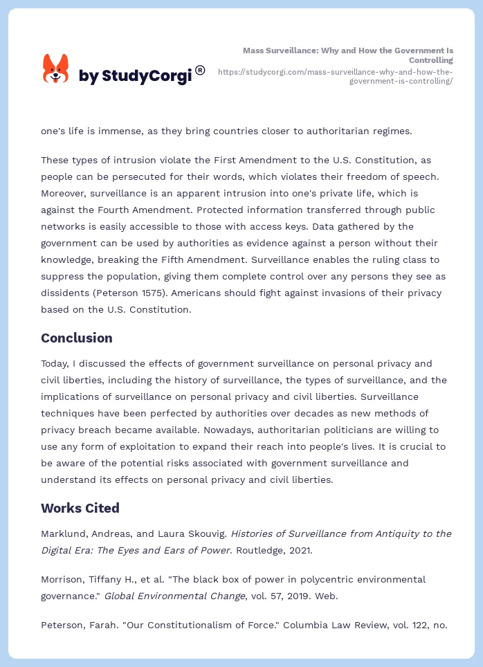 Mass Surveillance: Why and How the Government Is Controlling. Page 2