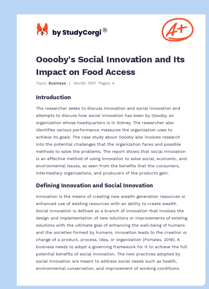 Ooooby's Social Innovation and Its Impact on Food Access. Page 1