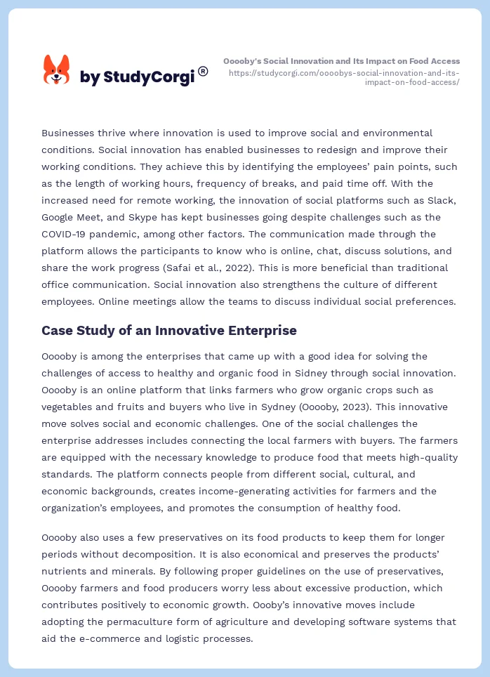 Ooooby's Social Innovation and Its Impact on Food Access. Page 2