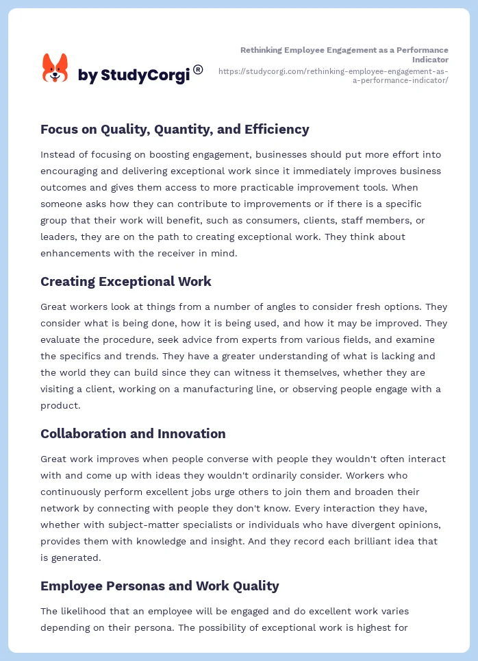 Rethinking Employee Engagement as a Performance Indicator. Page 2