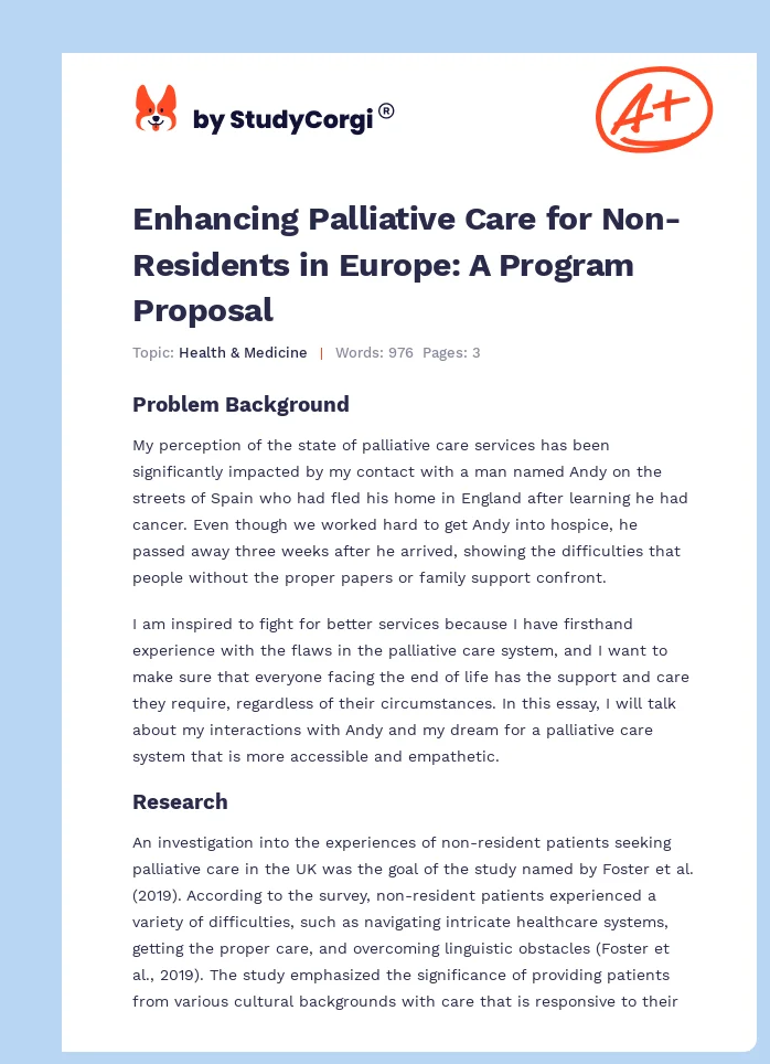 Enhancing Palliative Care for Non-Residents in Europe: A Program Proposal. Page 1