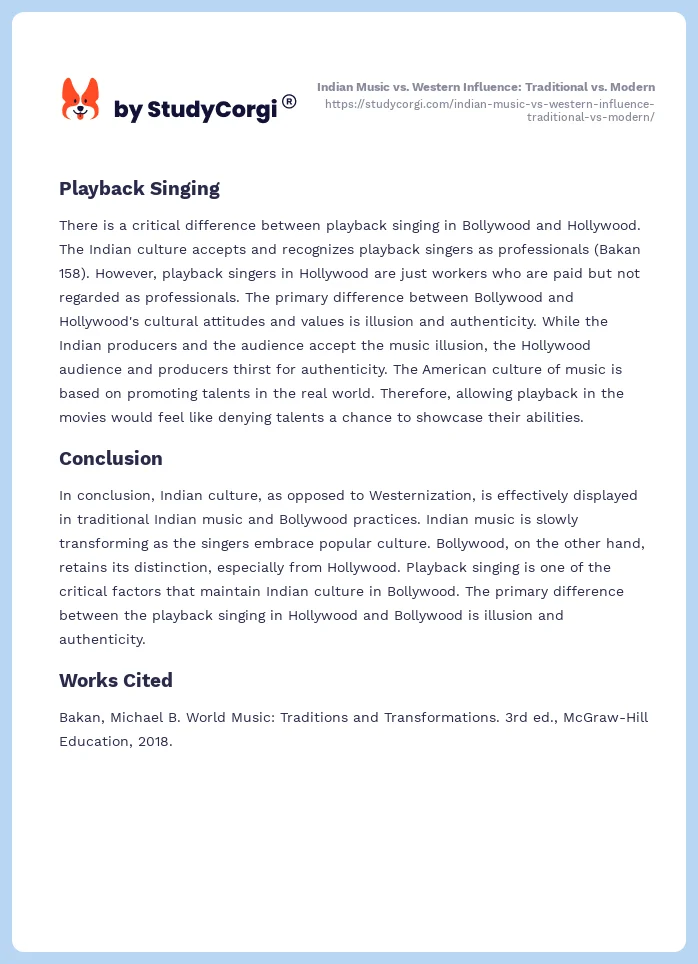 Indian Music vs. Western Influence: Traditional vs. Modern. Page 2