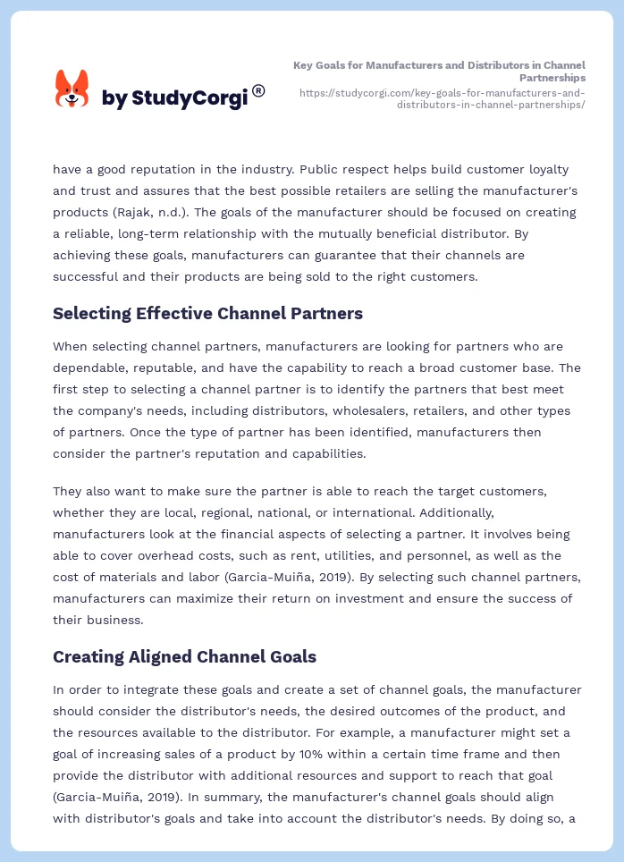 Key Goals for Manufacturers and Distributors in Channel Partnerships. Page 2