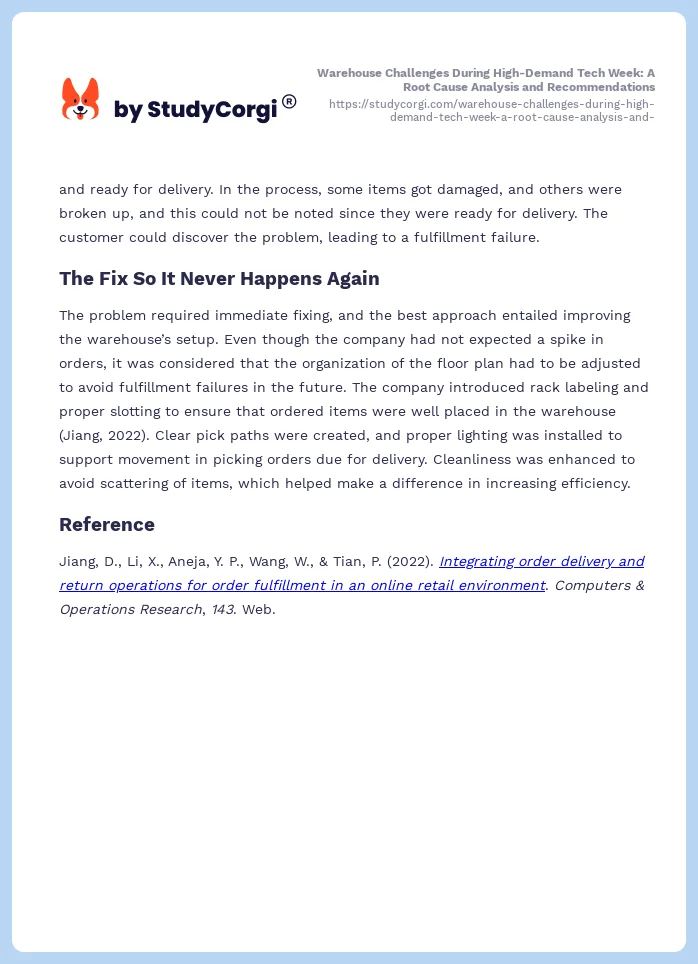 Warehouse Challenges During High-Demand Tech Week: A Root Cause Analysis and Recommendations. Page 2