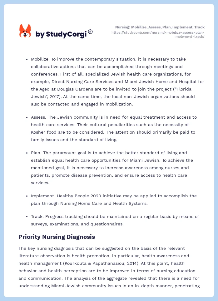 Nursing: Mobilize, Assess, Plan, Implement, Track. Page 2