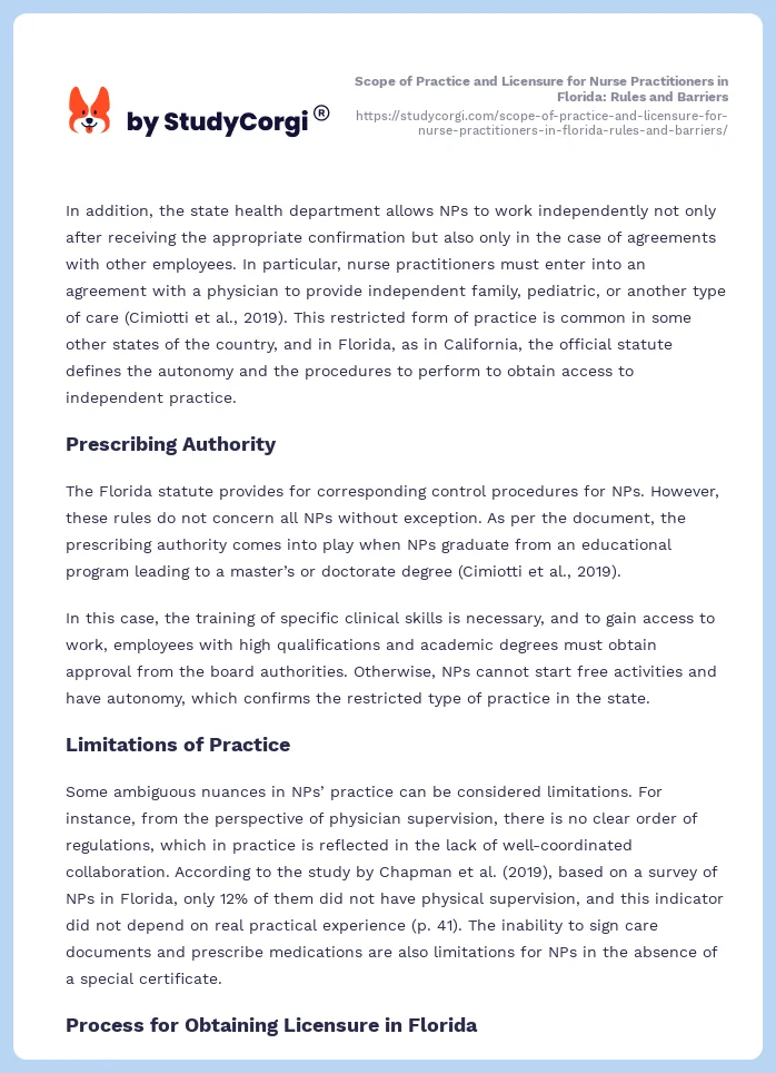 Scope of Practice and Licensure for Nurse Practitioners in Florida: Rules and Barriers. Page 2