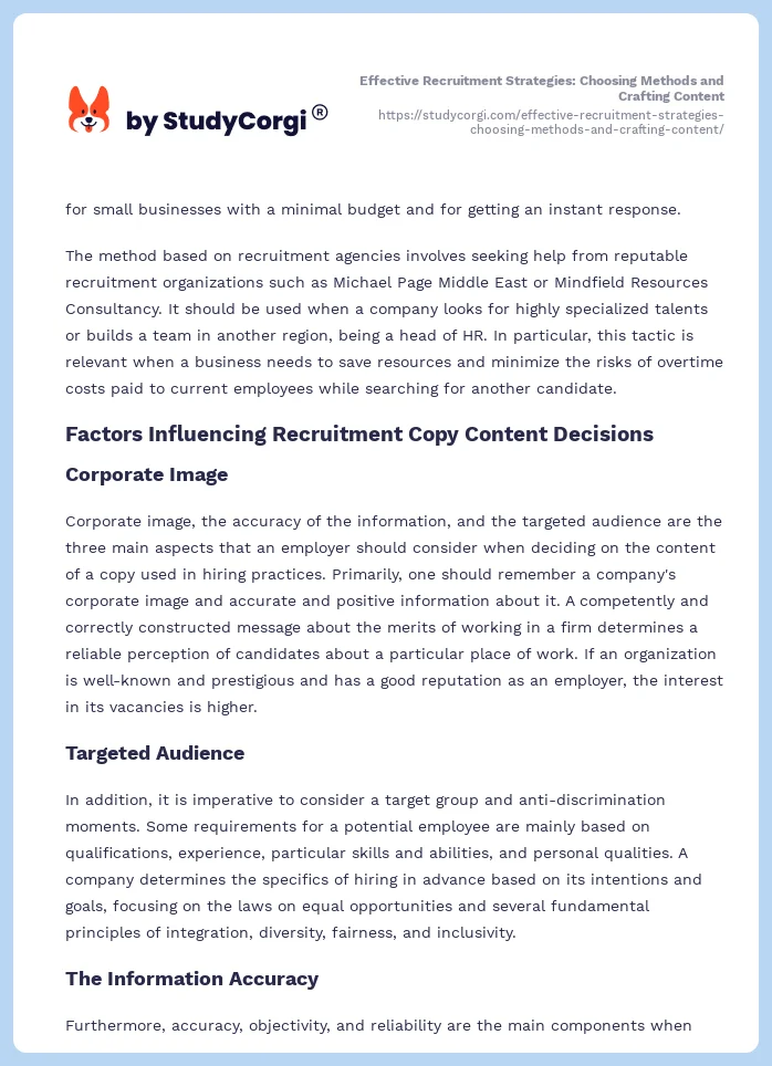 Effective Recruitment Strategies: Choosing Methods and Crafting Content. Page 2