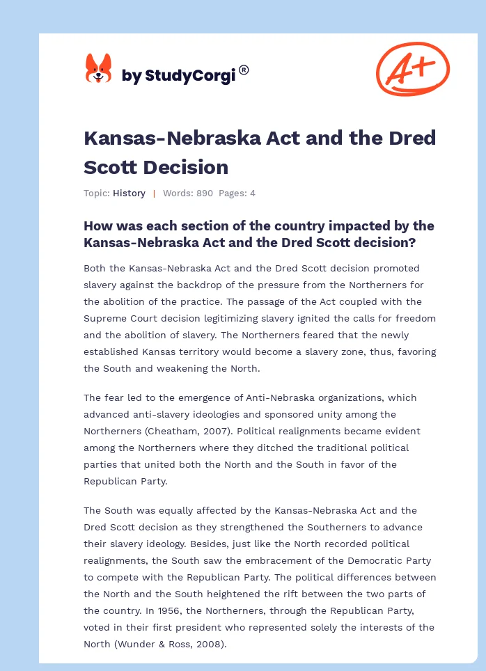 Kansas-Nebraska Act and the Dred Scott Decision. Page 1