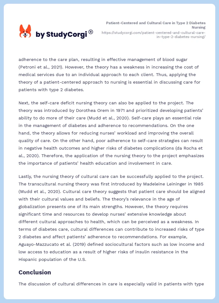 Patient-Centered and Cultural Care in Type 2 Diabetes Nursing. Page 2